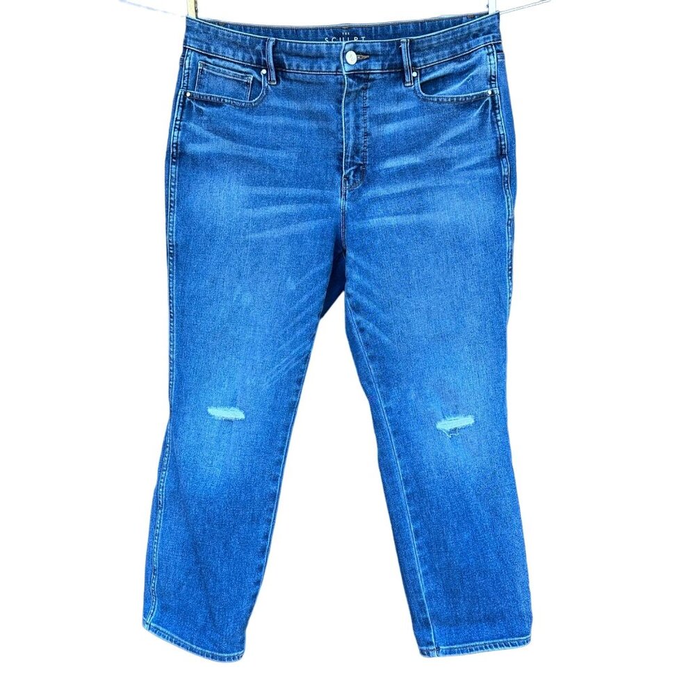 White House Black Market The Sculpt Straight Crop Distressed High Rise Jeans Siz